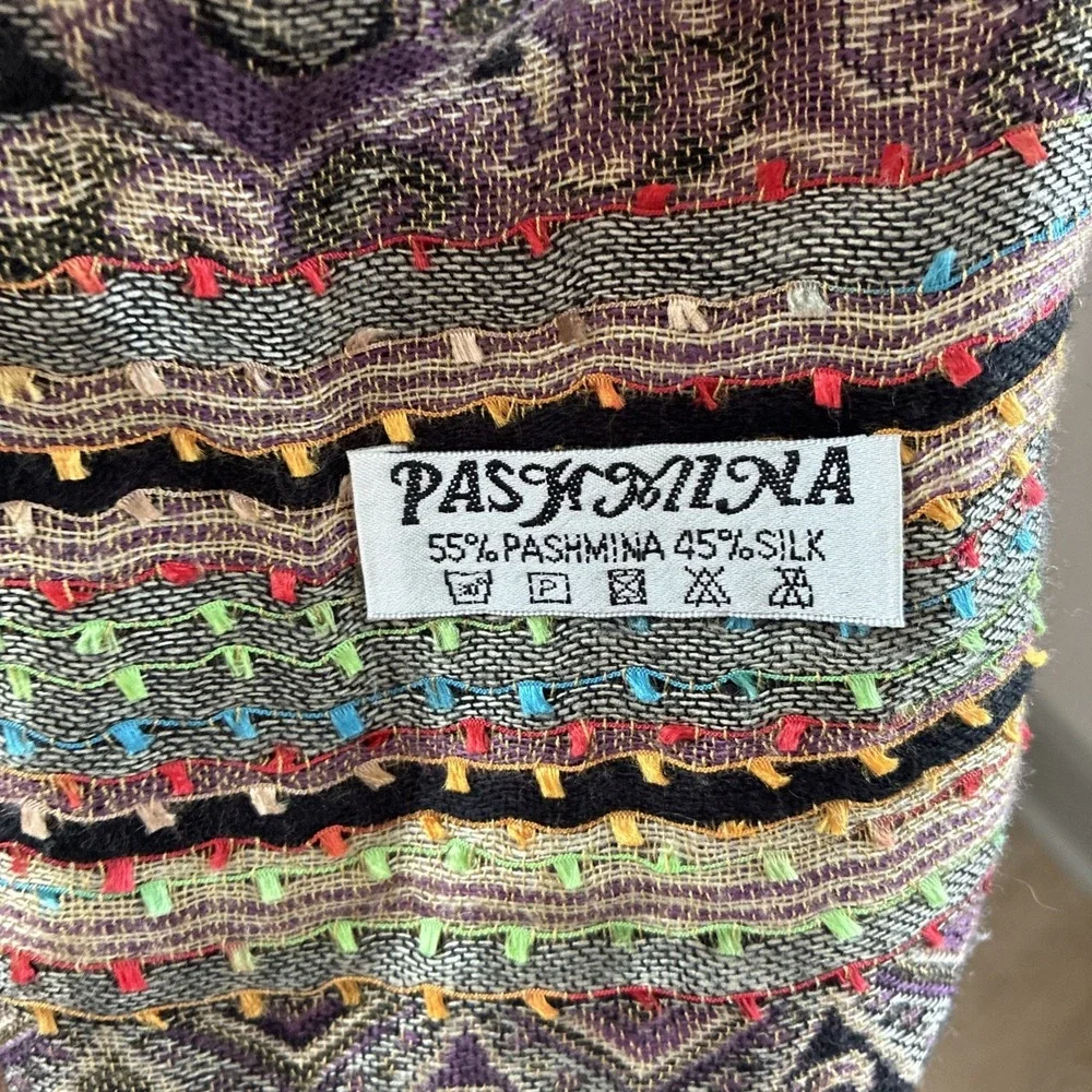Women's Pashmina  Silk Blend Scarf Wrap Shawl Paisley Embroidered Boho Festival